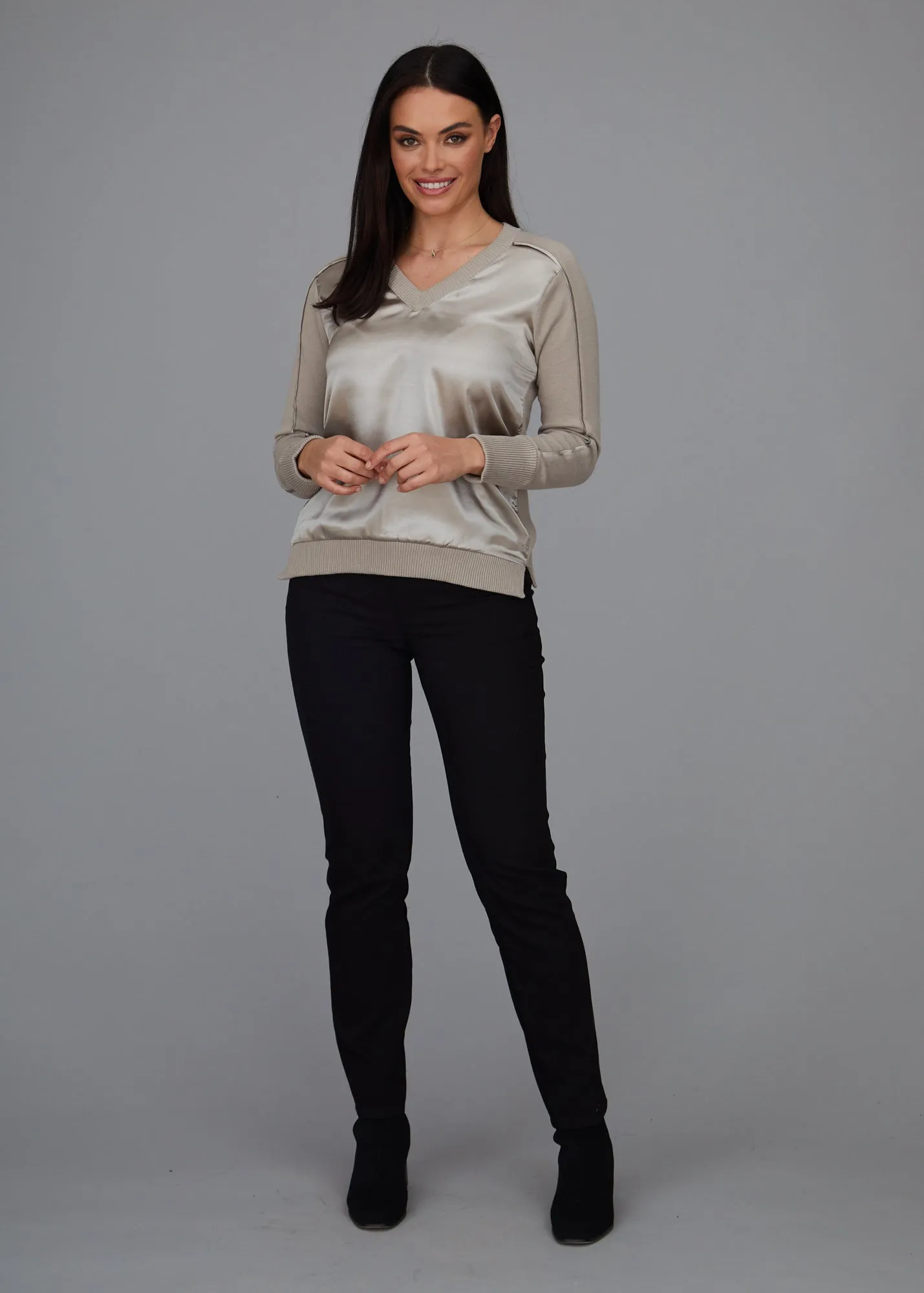 V-Neck - Satin Trim: FINAL SALE