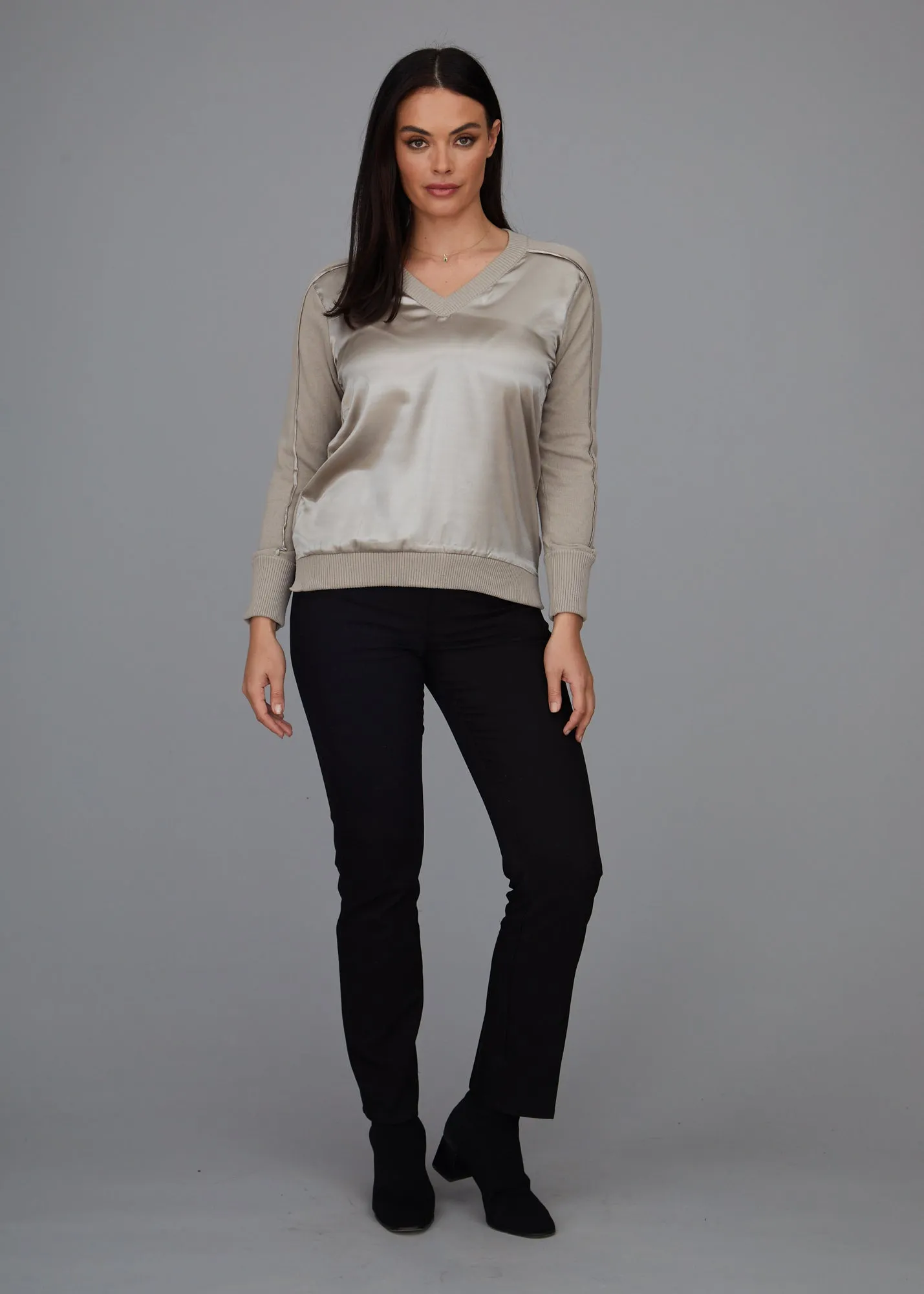 V-Neck - Satin Trim: FINAL SALE