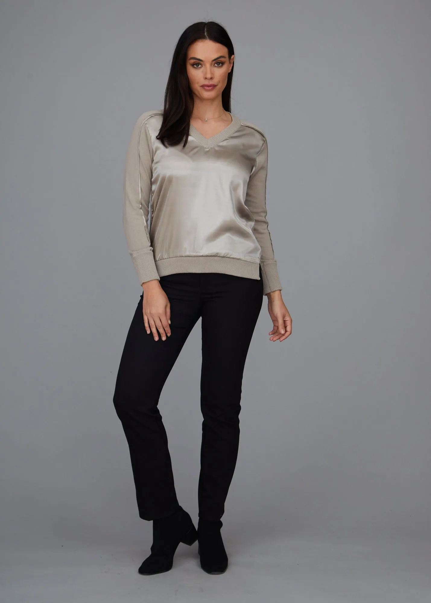 V-Neck - Satin Trim: FINAL SALE
