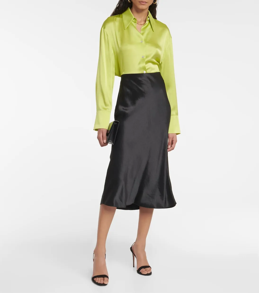 VINCE Satin slip midi skirt