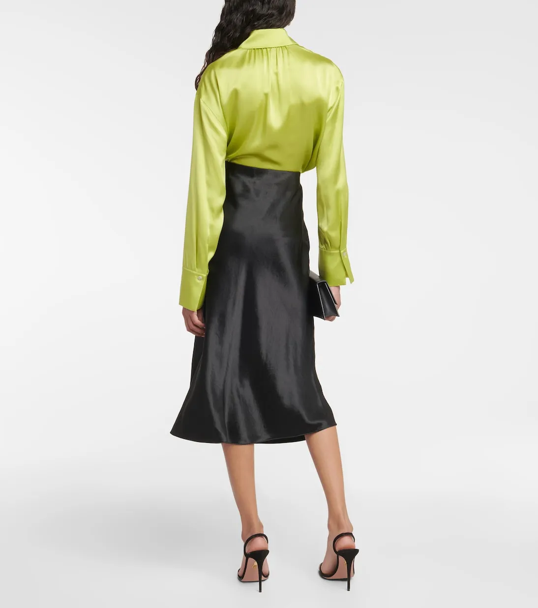 VINCE Satin slip midi skirt
