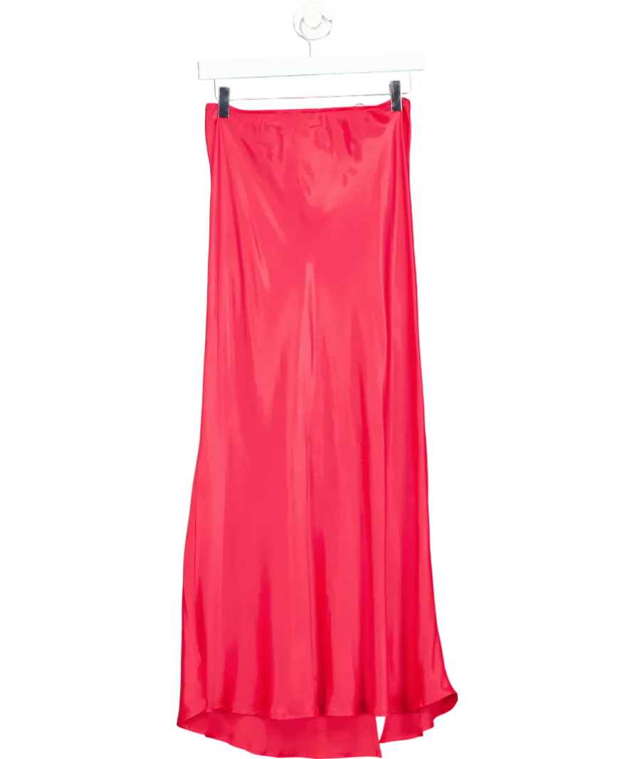 Warehouse Red Satin Elasticated Maxi Skirt UK 8