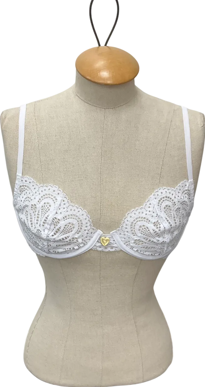 with love lilly White Lace Bra UK M