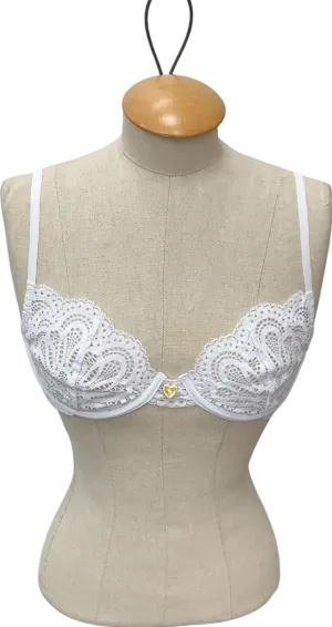 with love lilly White Lace Bra UK M
