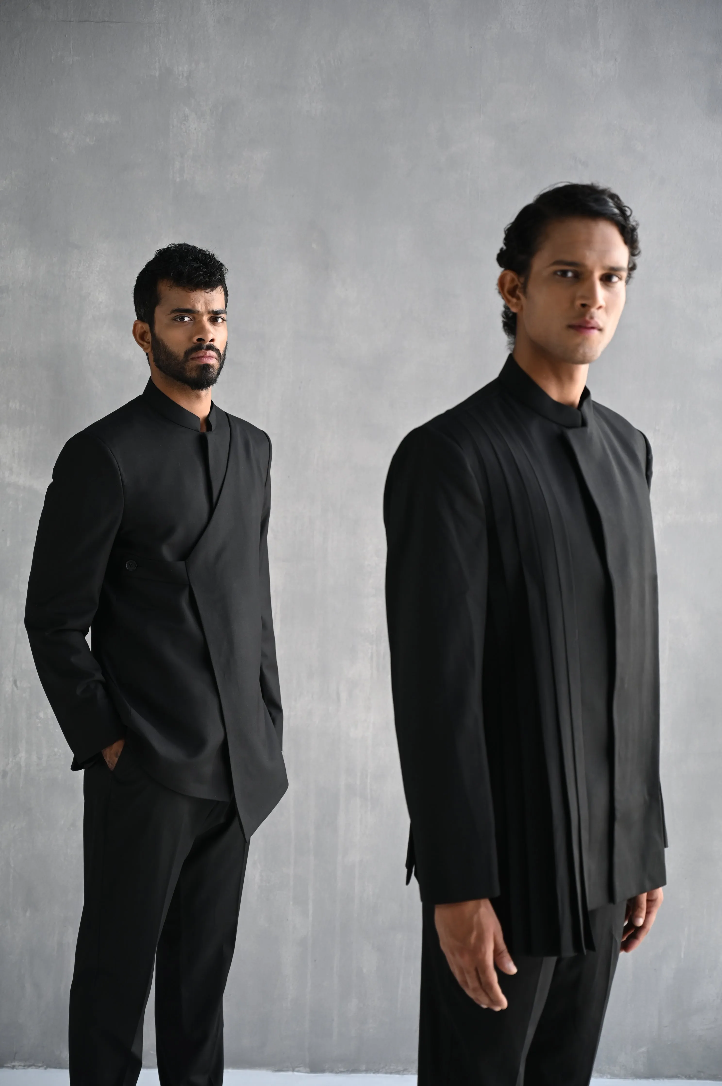 Zahir Bandhgala Pleated Jacket Set