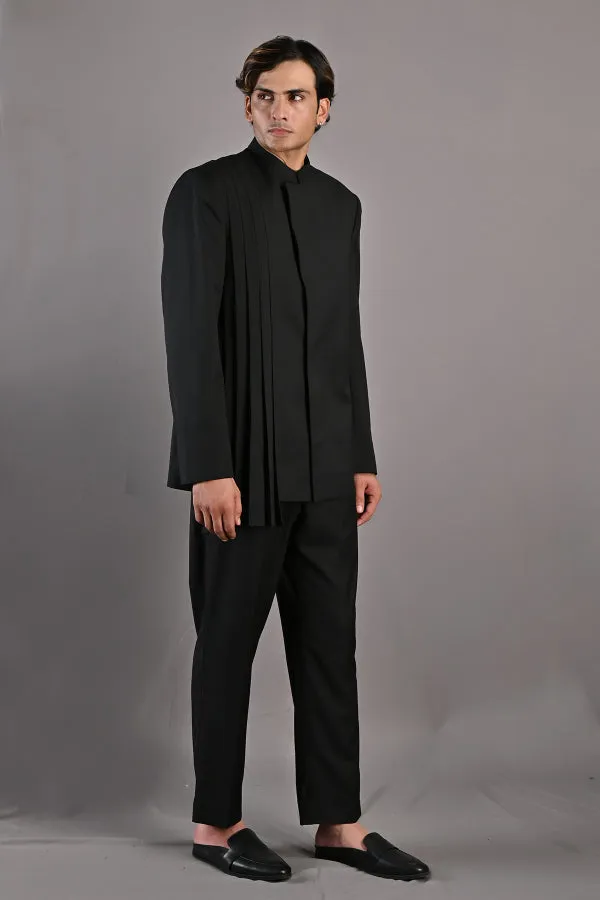Zahir Bandhgala Pleated Jacket Set